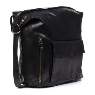 Irene Bolso de Hombro Mochila Mujer.Piel auténtica Gamuza Lavado a la Piedra