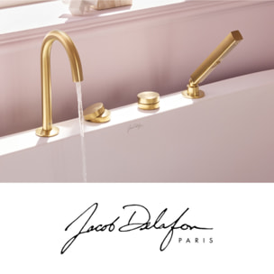 Mitigeur baignoire mécanique sur gorge Grands Boulevards laiton brossé + pommeau de douche 2 jets + corps encastré