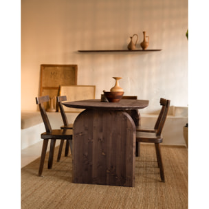 Table à manger ovale en bois massif ton noyer en différentes tailles