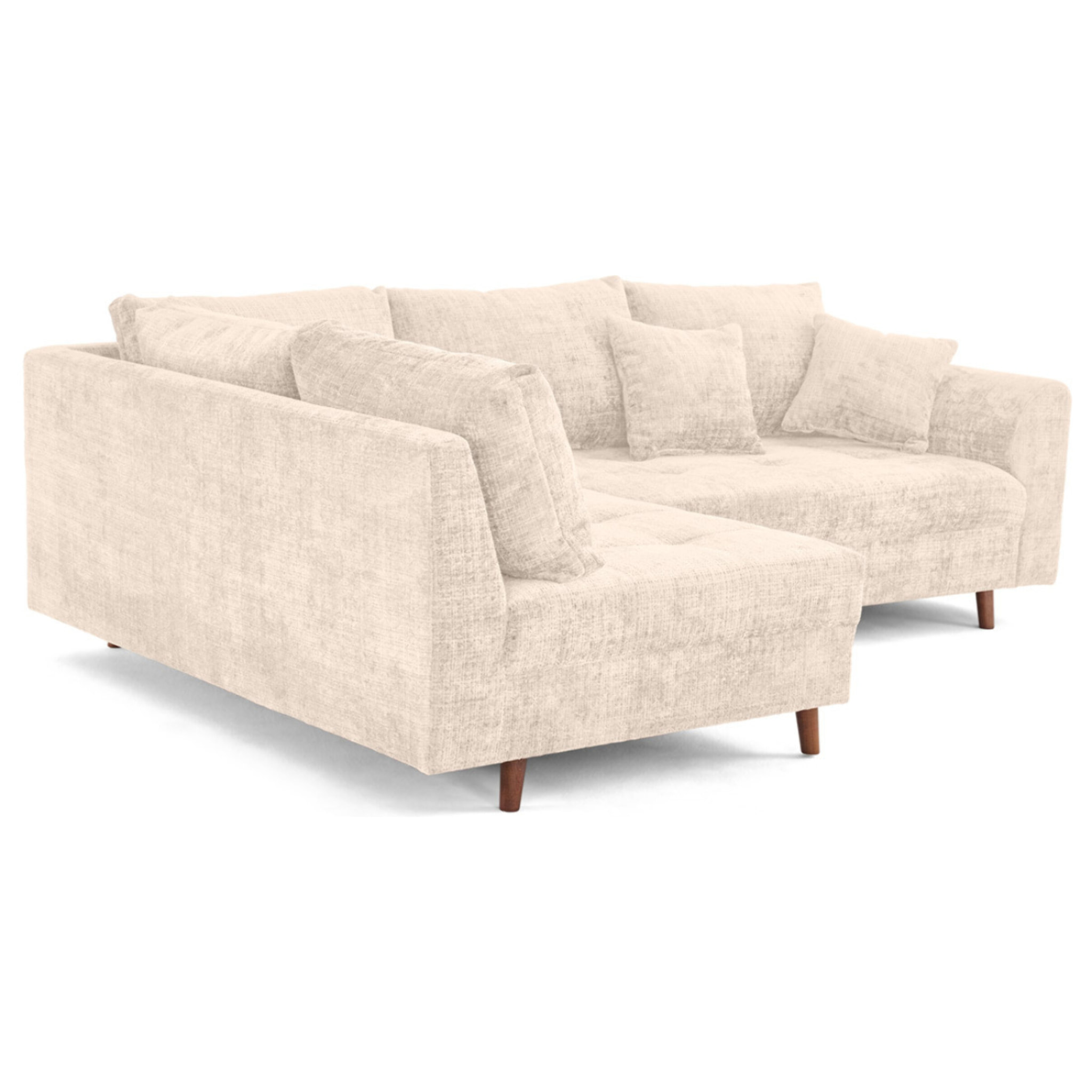 Rune - canapé d'angle gauche 4 places en velours texturé - Beige