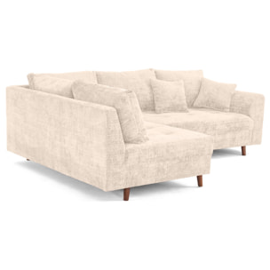 Rune - canapé d'angle gauche 4 places en velours texturé - Beige