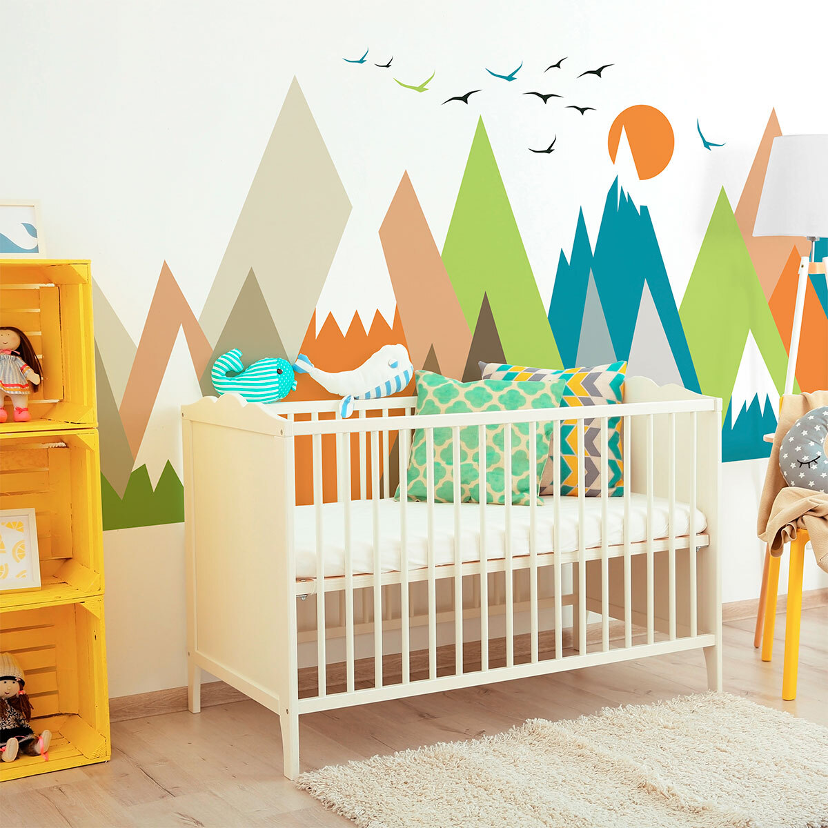 Stickers muraux enfants - Décoration chambre bébé - Autocollant Sticker mural géant enfant montagnes scandinaves SHIZUKA