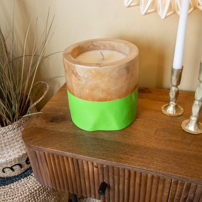 Bougie pot en teck vert 40cm