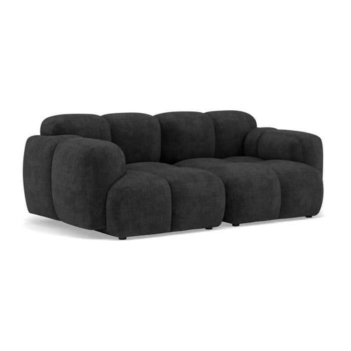 Grace - canapé modulable 2 places en velours texturé - Gris Anthracite