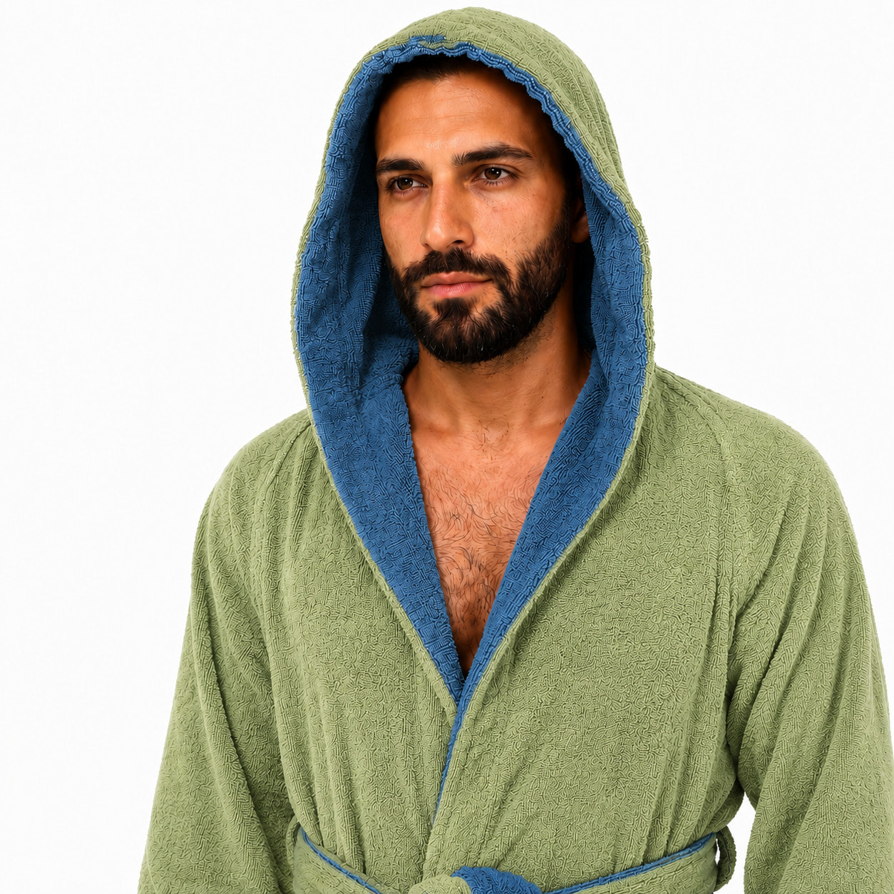 COTONE EGIZIANO Accappatoio Reverse in cotone egiziano 430 gr_Menta Indingo