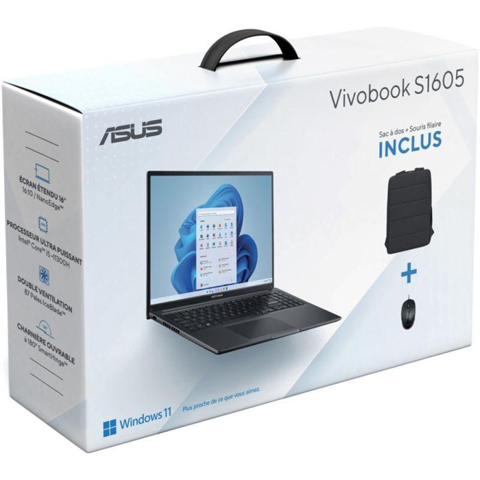 Ordinateur portable ASUS Vivobook S1605PA-MB130W Souris+Sac à dos