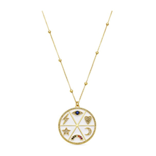 Collar con Circonita Multicolor acabado oro 18k