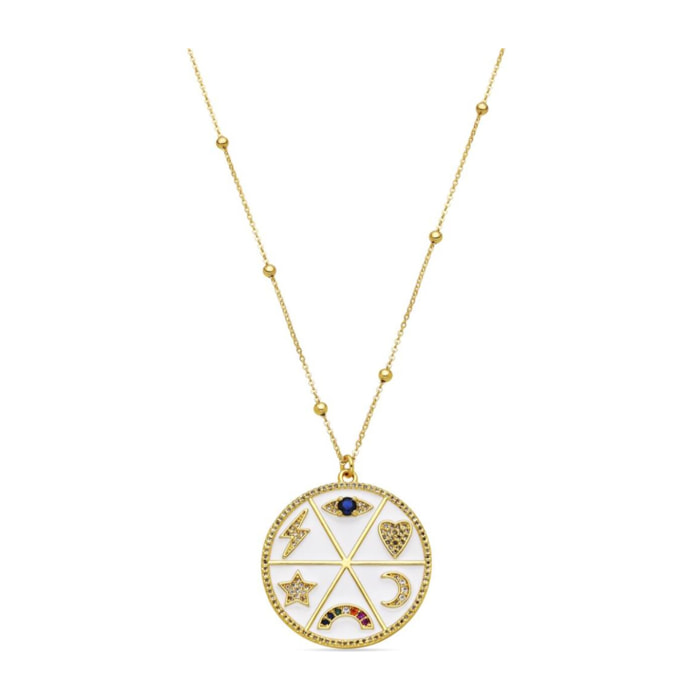 Collar con Circonita Multicolor acabado oro 18k