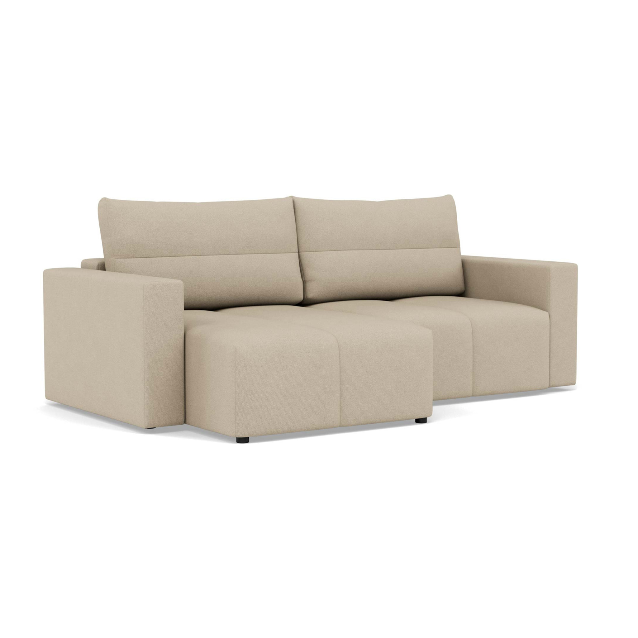 Daryl - canapé d'angle réversible 4 places convertible avec coffre en tissu texturé - Beige