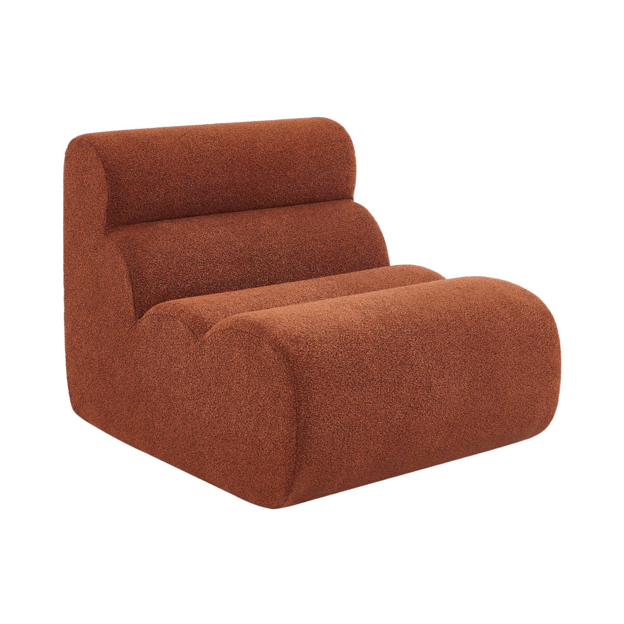 Lot de 3 chauffeuses bouclette texturée terracotta 1 place - L 81 x P 99 x H 75cm - Nova