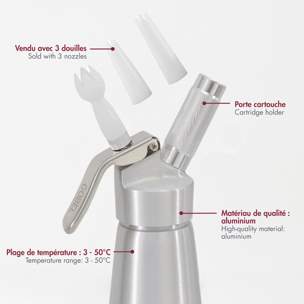 Siphon tout aluminium 0,5L - creamy - 0,5 L