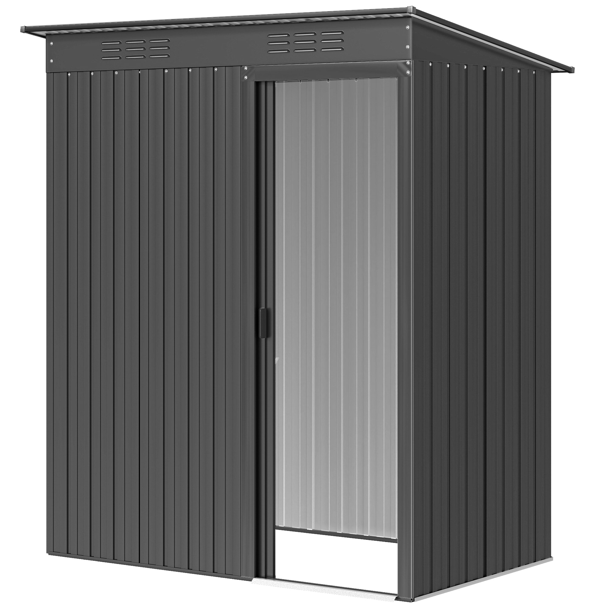 Abri de jardin métal 1,37 m² porte coulissante anthracite