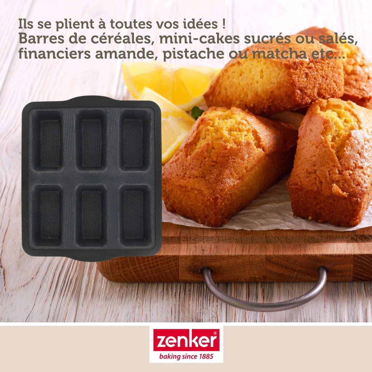 Moule 6 financiers 26 x 22 cm Zenker Silicone fibre de verre