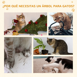 Árbol Rascador para Gatos Grande 49x49x173 cm con Múltiples Niveles con Cuevas Escaleras Juguetes Colgantes Camas Centro Actividades Sisal Gris Oscuro