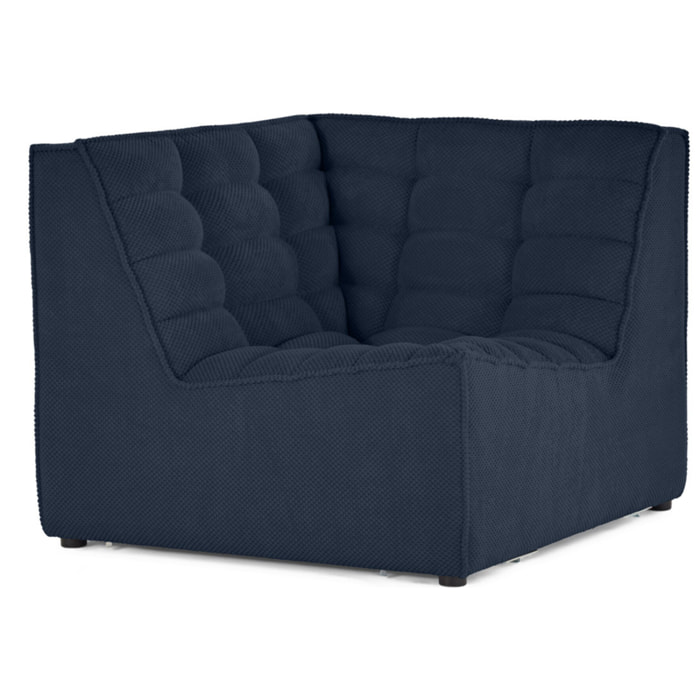 Ellie - module d'angle en velours texturé - Bleu marine