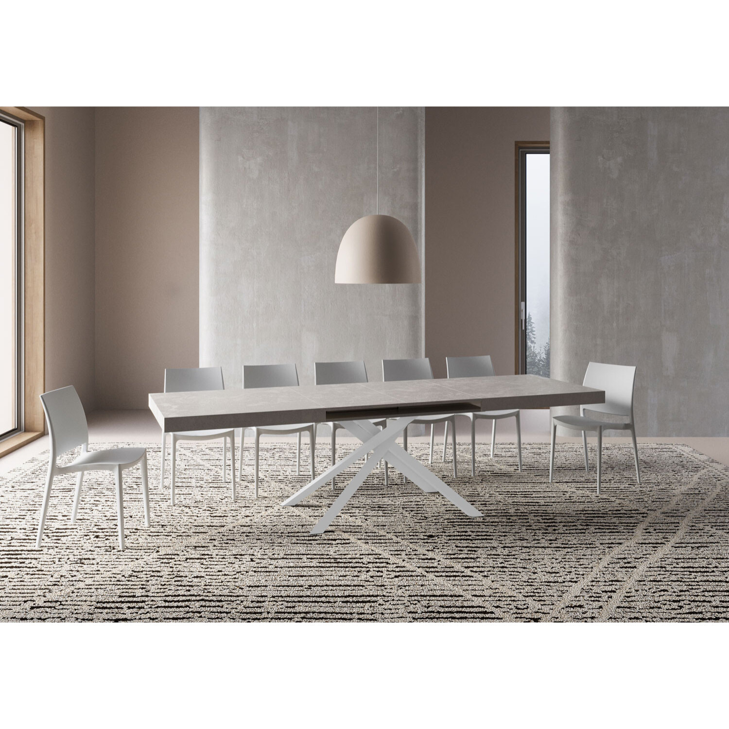 Tavolo allungabile 90x180/284 cm Karida cashmere gambe bianche