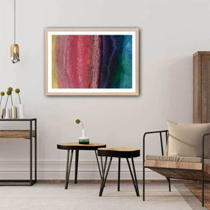 Poster vertical rainbow Affiche + cadre en bois - Chêne