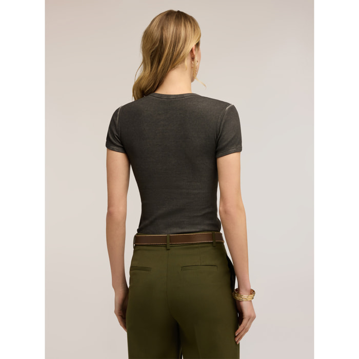 Motivi - T-shirt con applicazioni di strass - Marrone