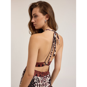 Motivi - Vestido largo de verano con estampado étnico - Marrón