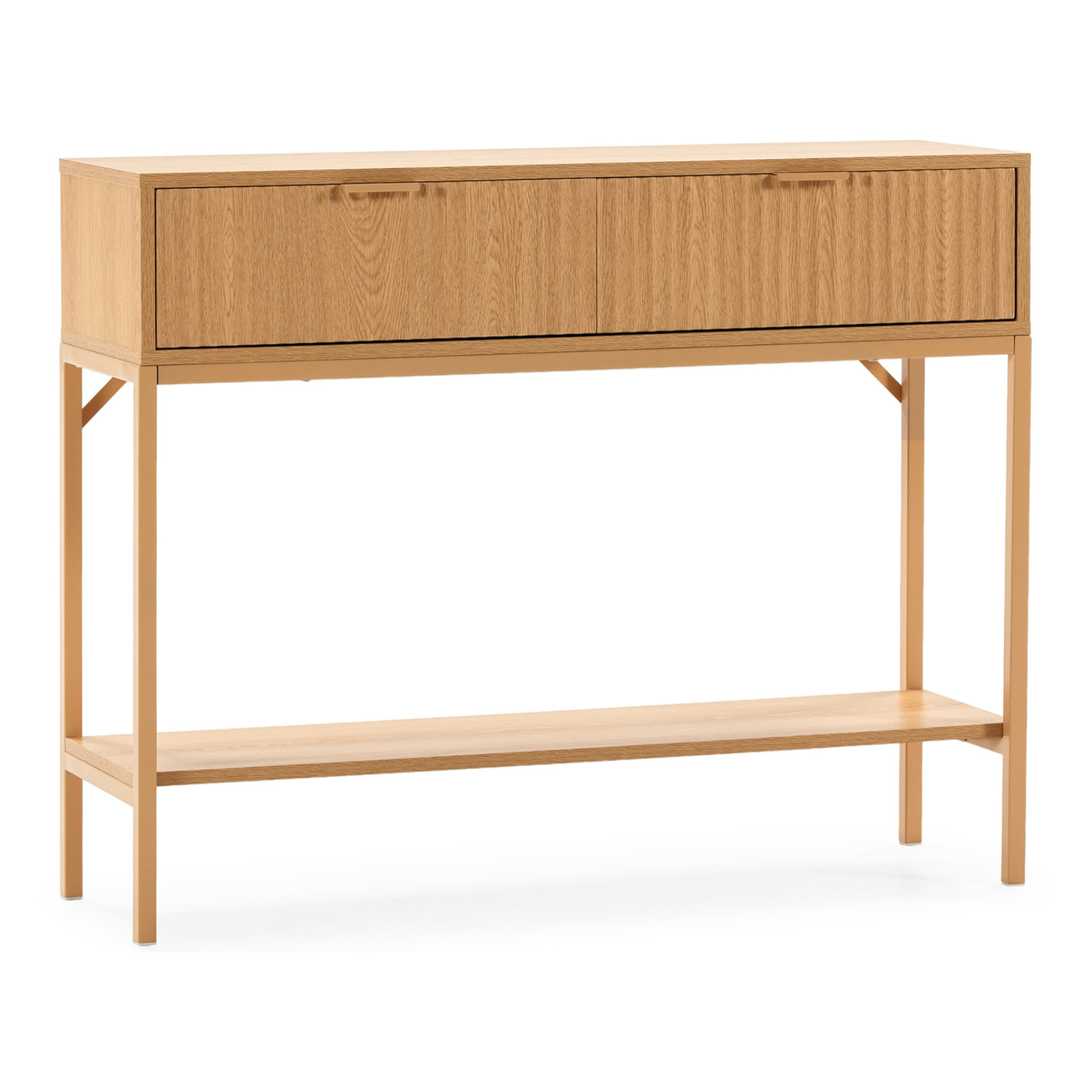 Mesa consola Lluvia 2 cajones efecto Roble