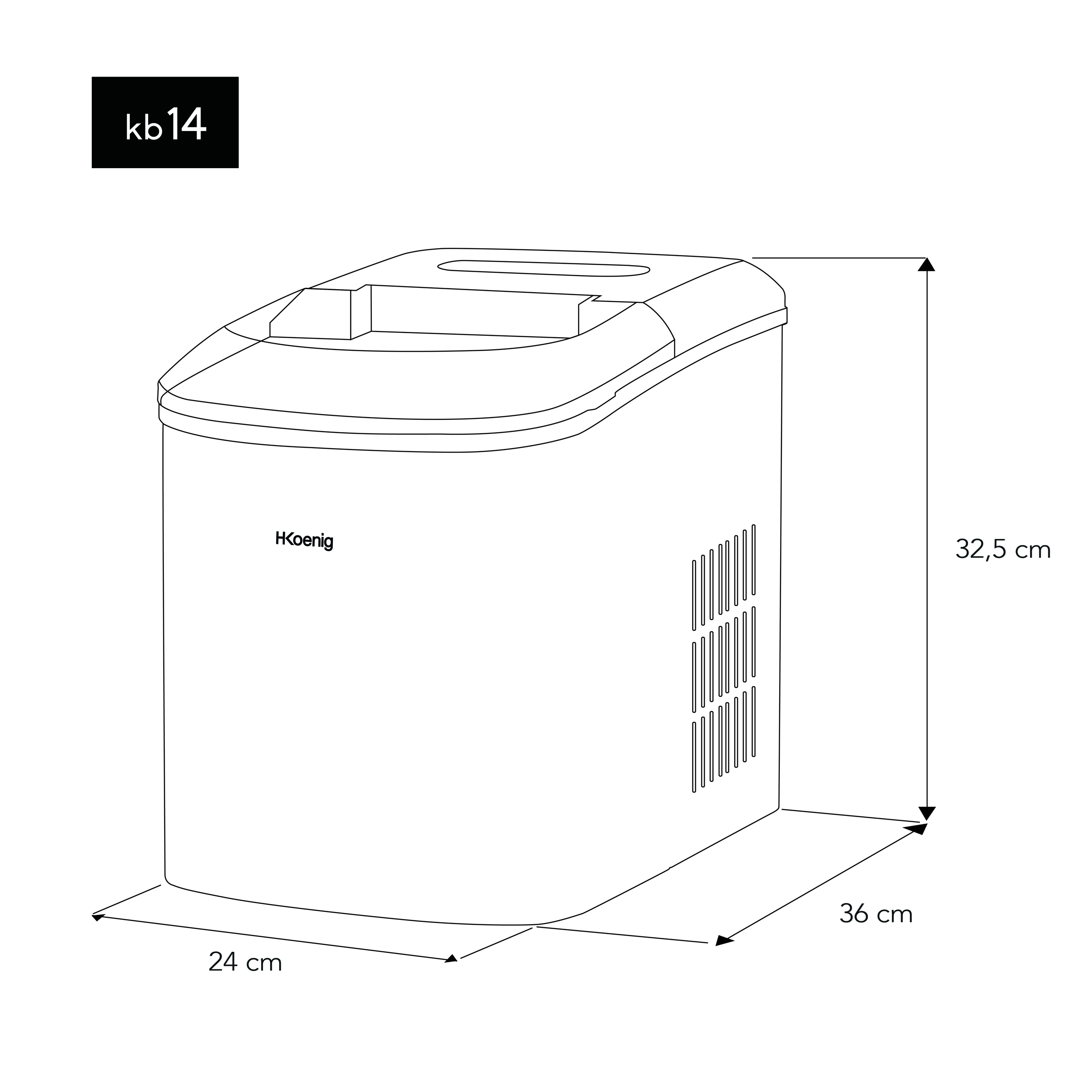 Máquina Para Hacer Hielo, 120 W, Capacidad 12 kg, 2 Tamaños de Cubitos.