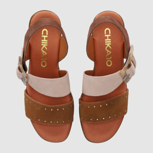 Sandalias de Serraje - Multi-Marron - Tacón: 6 cm