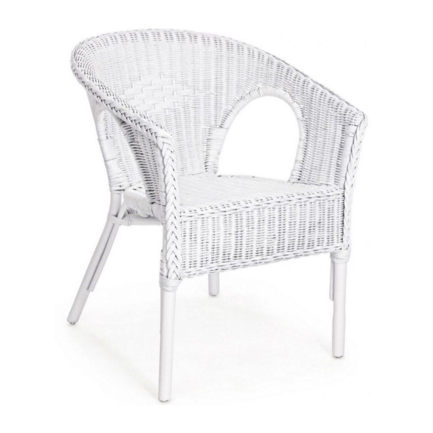 Set di 4 poltrone ALLISS in rattan bianco, impilabile