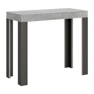 Console extensible 90x40/300 cm Linea Gris Béton cadre Anthracite