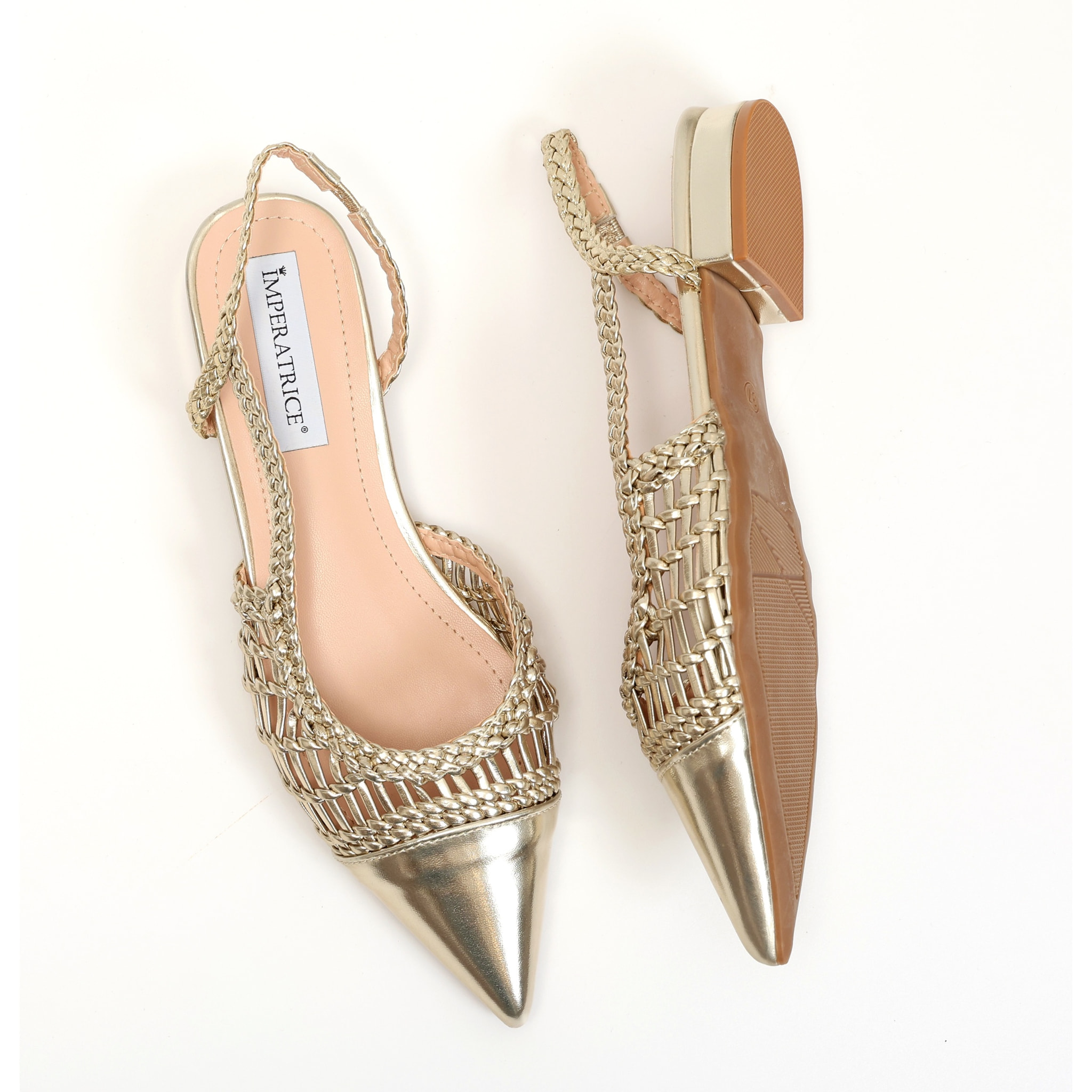 Ballerine in simil pelle con intreccio