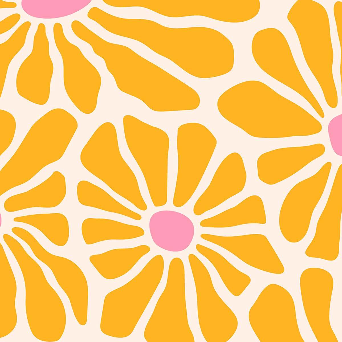 Affiche encadrée fleurs jaunes graphiques Affiche + cadre en métal - Noir