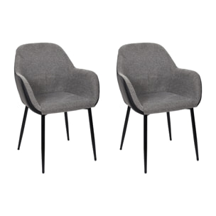 Fauteuil Memphis Gris Et Noir - Lot De 2