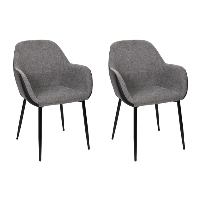 Fauteuil Memphis Gris Et Noir - Lot De 2