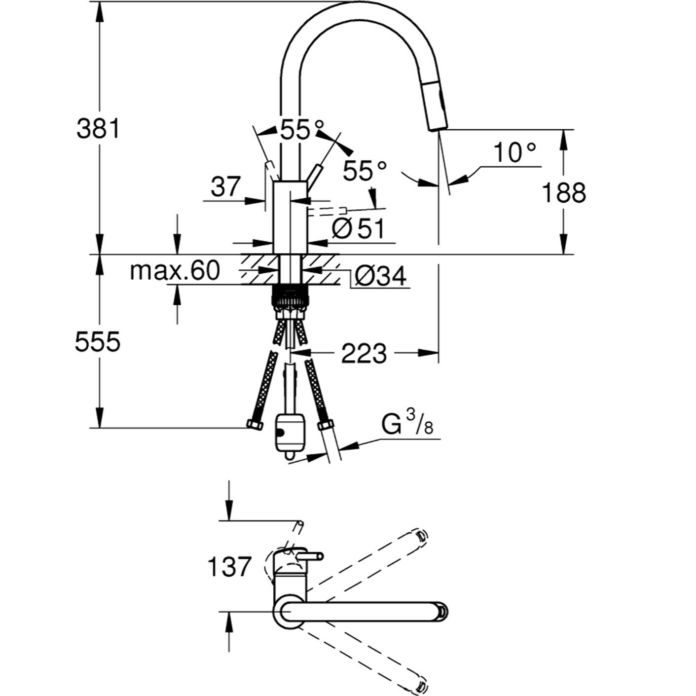 GROHE Concetto Mitigeur monocommande Evier 31483001