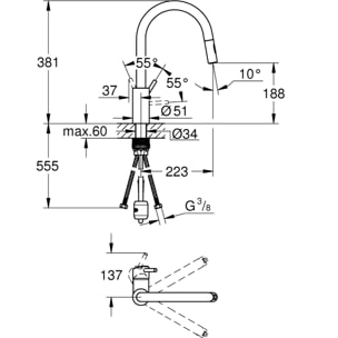 GROHE Concetto Mitigeur monocommande Evier 31483001