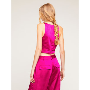 Motivi - Top crop de raso - Fuchsia