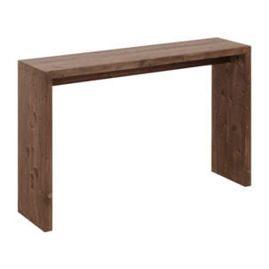 Consola de madera maciza en tono nogal de 120x80cm Alto: 80 Largo: 120 Ancho: 30