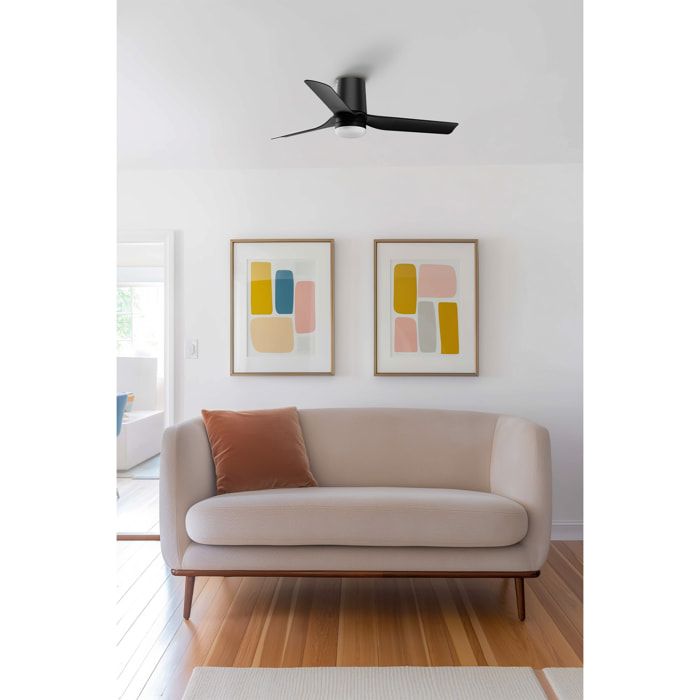 MINI PUNT TUB S LED Ventilateur de plafond noir/noyer TUYA