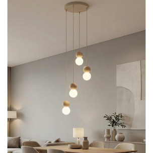 Lampada a sospensione LOOP in acciaio moka e legno