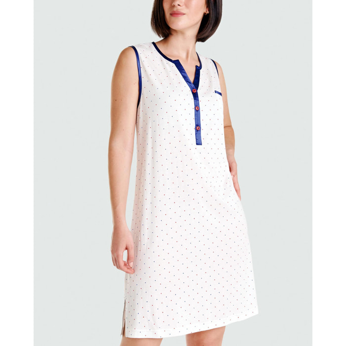 Camisón corto mujer topitos sin mangas ligero