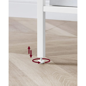 Comodino moderno alto con cassetto e ripiani in bianco