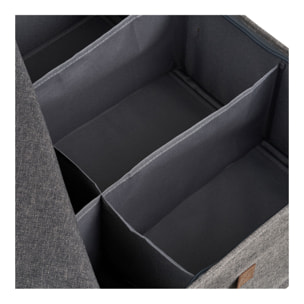 Scatola portaoggetti Noto in tessuto grigio scuro con coperchio e manico 56×47×18 cm