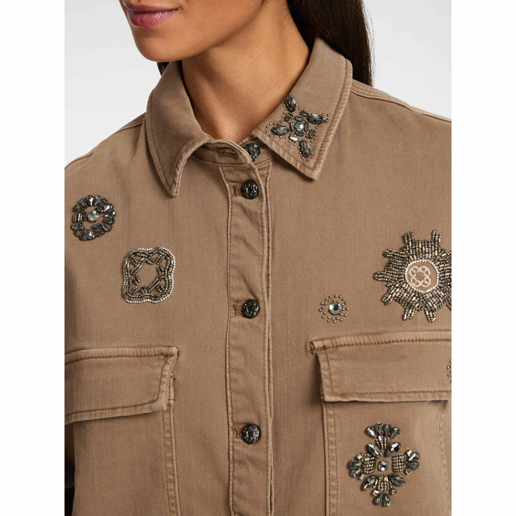 Elena Mirò - Overshirt ricamata - Marrone