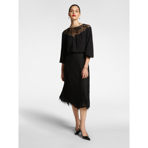 Elena Mirò - Blusa elegante con pizzo - Nero