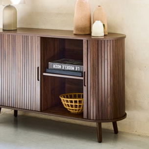 Buffet scandinave décor bois rainuré 2 portes coulissantes 120cm LEGACY