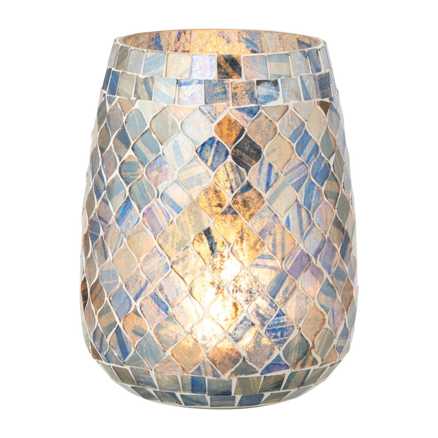 J-Line bougeoir Mosaïque - verre - gris bleu