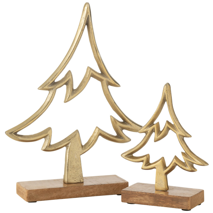 J-Line décoration Sapin Sur Pied - aluminium/bois - or - large