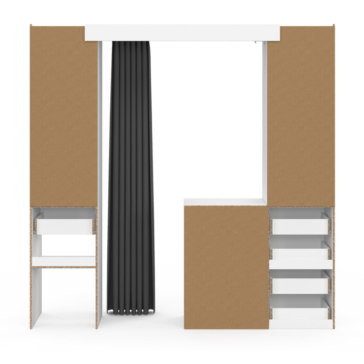 Dressing Justine extensible 120-180cm blanc 5 tiroirs double colonne