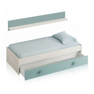 Cama doble juvenil Yuki Blanco Alpes - Verde Acqua