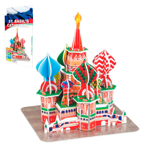 Puzle 3D de cartón de la Catedral de San Basilio situada en Moscú. 39 piezas.