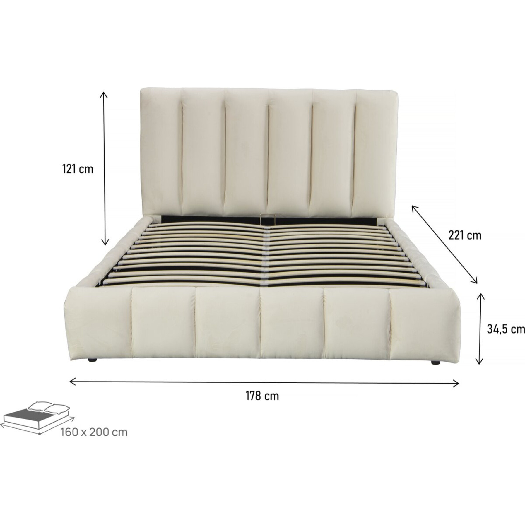 Lit avec coffre "Annie" 160 x 200 cm - Beige